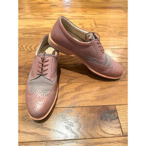 ECCO Classic Hybrid Pink Leather Golf Wingtip Shoes Spikeless Women's sz 40/US 8